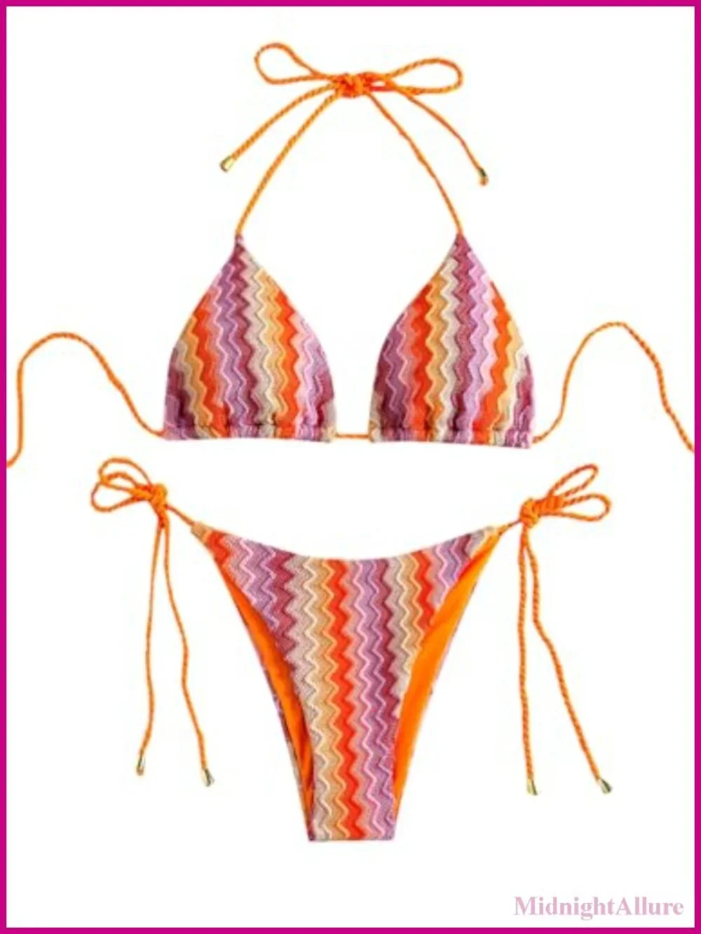 Crochet Halter Triangle Bikini Set Women Boho Knit Swim 2 Piece Thong
